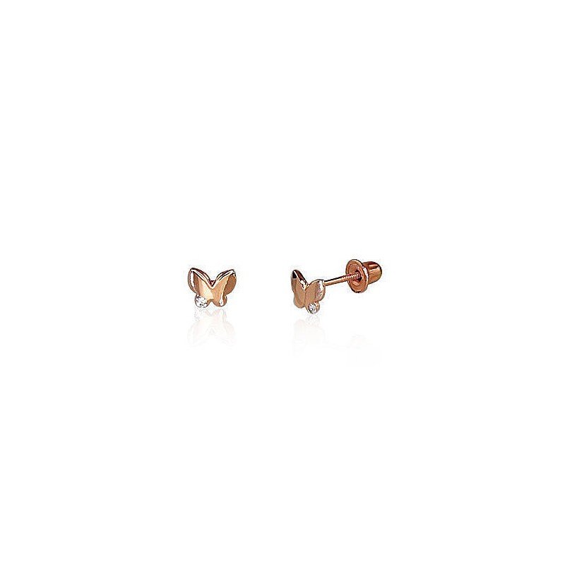 Gold screw studs earrings, 585°, Zirkons , 1200487(Au-R)_CZ