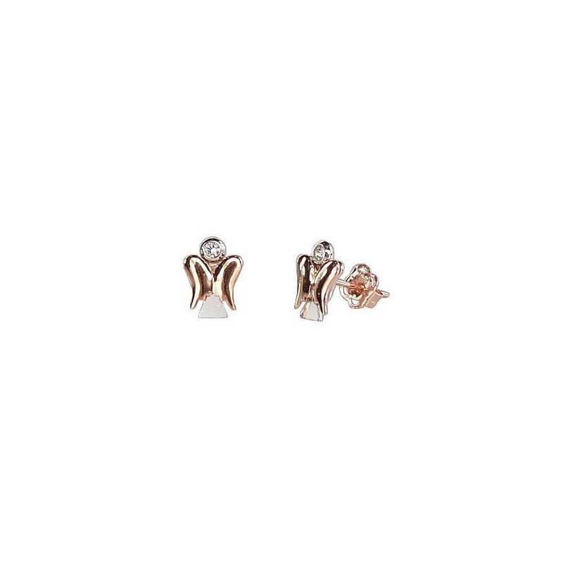 Gold classic studs earrings, 585°, Zirkons , 1200625(Au-R+Au-W)_CZ