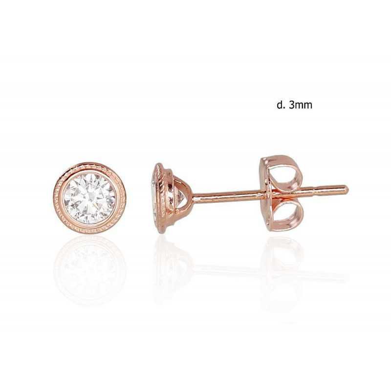 Gold classic studs earrings, 585°, Zirkons , 1200951(Au-R)_CZ
