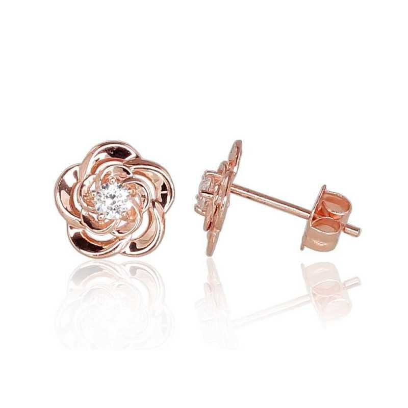 Gold classic studs earrings, 585°, Zirkons , 1200958(Au-R)_CZ