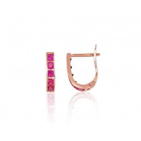Gold earrings with english lock, 585°, Zirkons , 1200001(Au-R)_CZ-RO