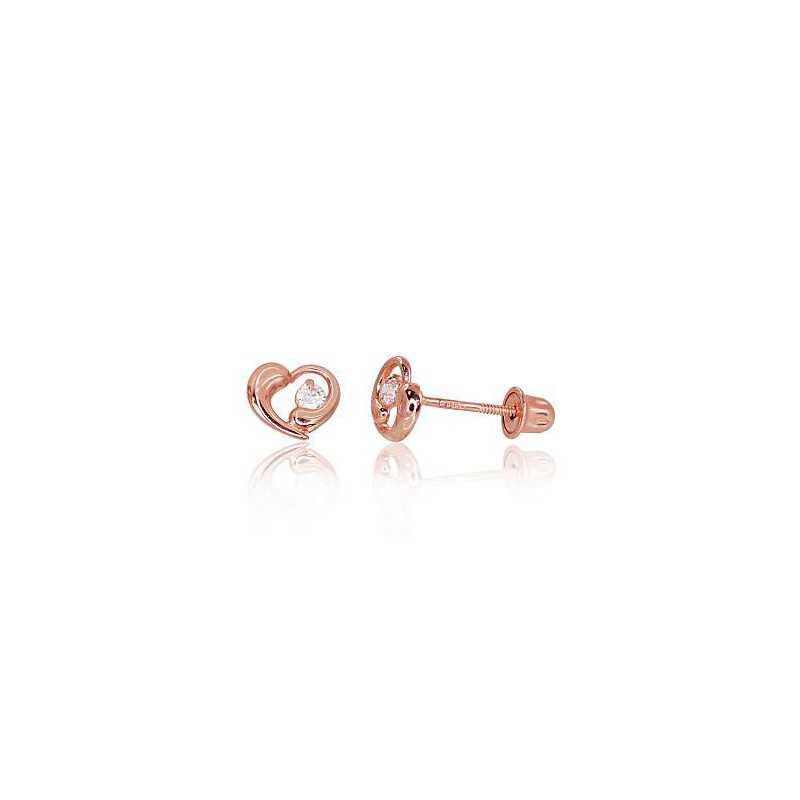 Gold screw studs earrings, 585°, Zirkons , 1200038(Au-R)_CZ
