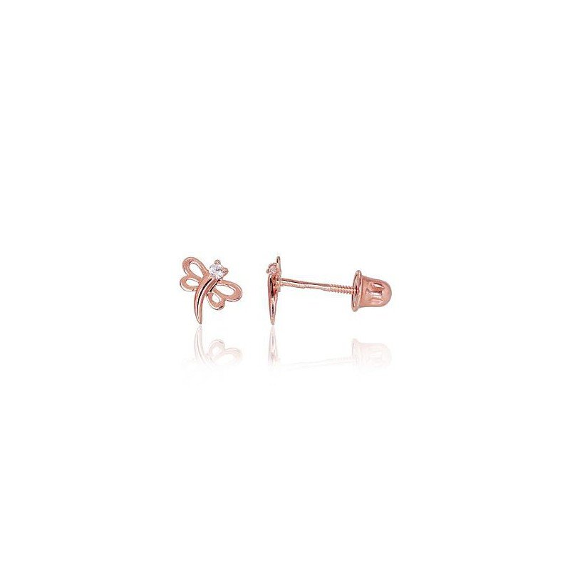 Gold screw studs earrings, 585°, Zirkons , 1200486(Au-R)_CZ