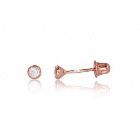 Gold screw studs earrings, 585°, Zirkons , 1200488(Au-R)_CZ