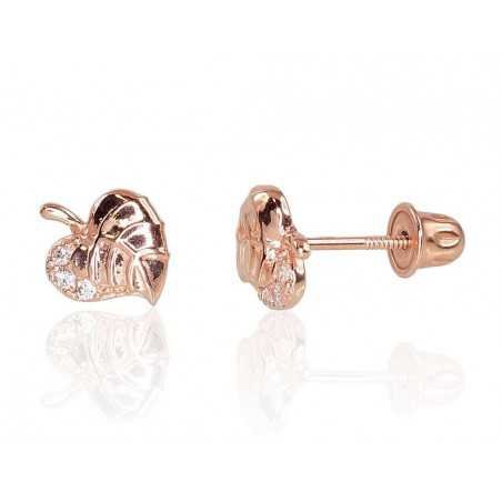 Gold screw studs earrings, 585°, Zirkons , 1200995(Au-R)_CZ