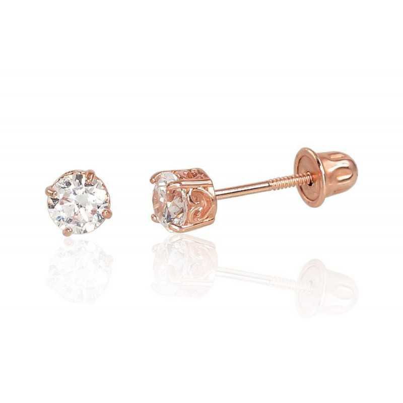 Gold screw studs earrings, 585°, Zirkons , 1200997(Au-R)_CZ