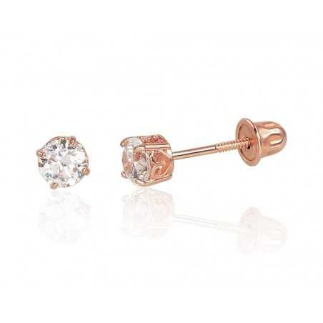 Gold screw studs earrings, 585°, Zirkons , 1200997(Au-R)_CZ