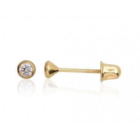 Gold screw studs earrings, 585°, Zirkons , 1200488(Au-Y)_CZ