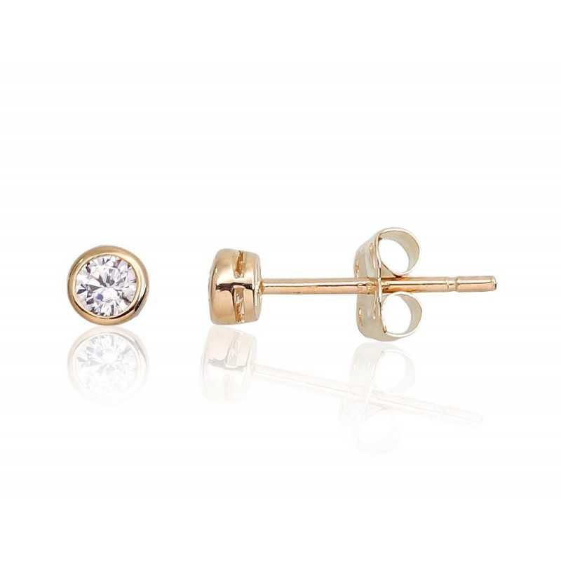 Gold classic studs earrings, 585°, Zirkons , 1201223(Au-Y)_CZ