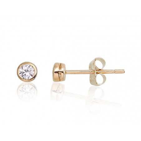 Gold classic studs earrings, 585°, Zirkons , 1201223(Au-Y)_CZ