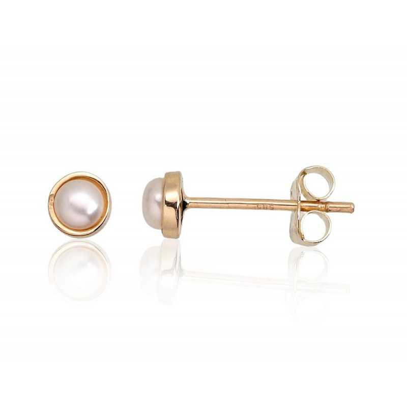 Gold classic studs earrings, 585°, Fresh-water Pearl , 1201288(Au-Y)_PE