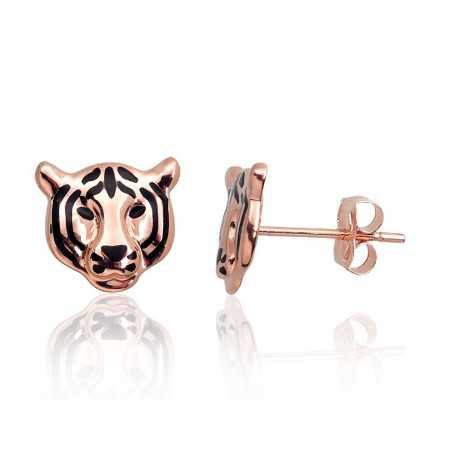 Gold classic studs earrings, 585°, Jewelery enamel , 1201402(Au-R)_ML-BK