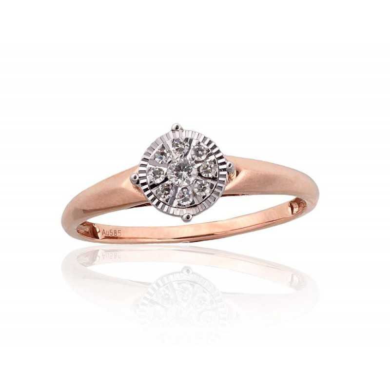 Gold ring, Rose/White gold, 585°, Diamonds, 1101027(Au-R+Au-W)_DI