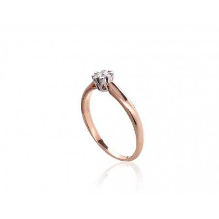 Gold ring, Rose/White gold, 585°, Diamonds, 1101030(Au-R+Au-W)_DI