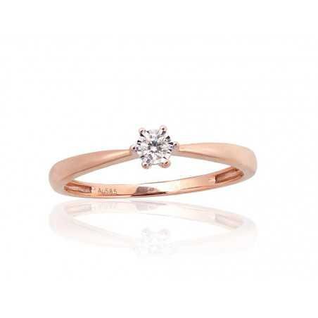 Gold ring, Rose/White gold, 585°, Diamonds, 1101033(Au-R+Au-W)_DI