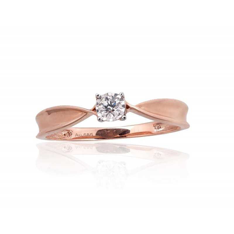 585° Gold ring, Stone: Diamonds, Type: With precious stones, 1101034(Au-R+Au-W)_DI