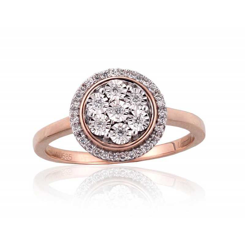 Gold ring, Rose/White gold, 585°, Diamonds, 1101029(Au-R+PRh-W+Au-W)_DI