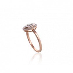 Gold ring, Rose/White gold, 585°, Diamonds, 1101029(Au-R+PRh-W+Au-W)_DI