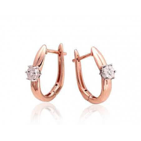 Gold Earrings, 585°, Diamonds, 1201412(Au-R+Au-W)_DI