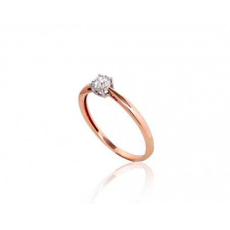 Gold ring, , 585°, Diamonds, 1101037(Au-R+Au-W)_DI