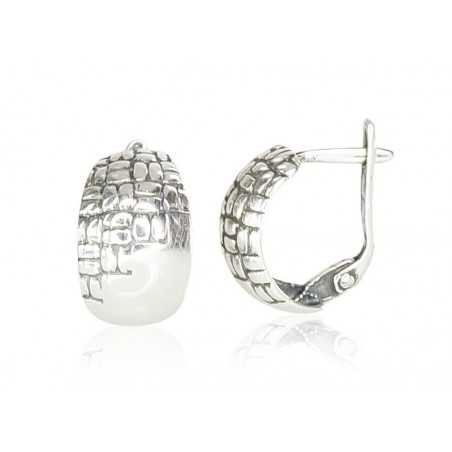 925°, Silver earrings with english lock, No stone, 2201088(POx-Bk)