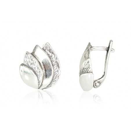 925°, Silver earrings with english lock, No stone, 2201094(POx-Bk)