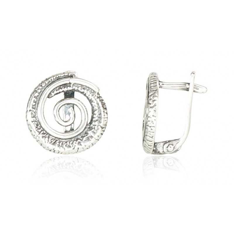 925°, Silver earrings with english lock, No stone, 2201096(POx-Bk)