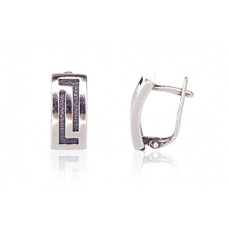 925°, Silver earrings with english lock, No stone, 2201101(POx-Bk)