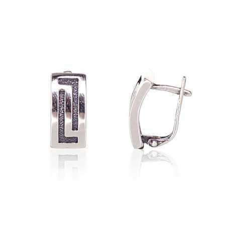 925°, Silver earrings with english lock, No stone, 2201101(POx-Bk)