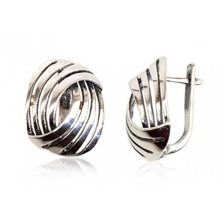 925°, Silver earrings with english lock, No stone, 2201107(POx-Bk)