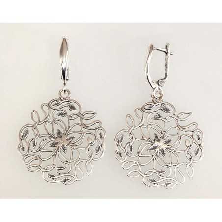 925°, Silver earrings with english lock, No stone, 2201110(POx-Bk)
