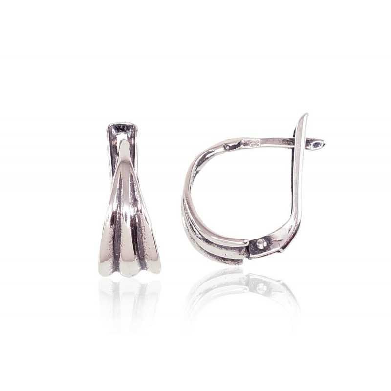 925°, Silver earrings with english lock, No stone, 2201615(POx-Bk)