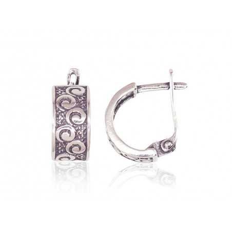 925°, Silver earrings with english lock, No stone, 2201624(POx-Bk)