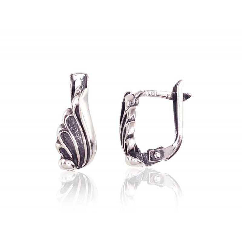 925°, Silver earrings with english lock, No stone, 2201644(POx-Bk)
