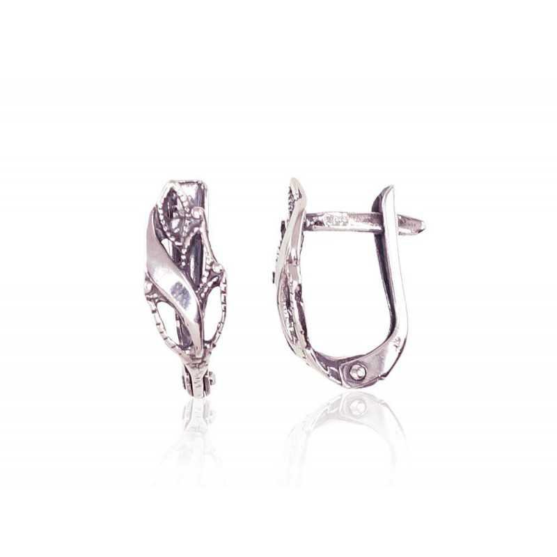 925°, Silver earrings with english lock, No stone, 2201645(POx-Bk)