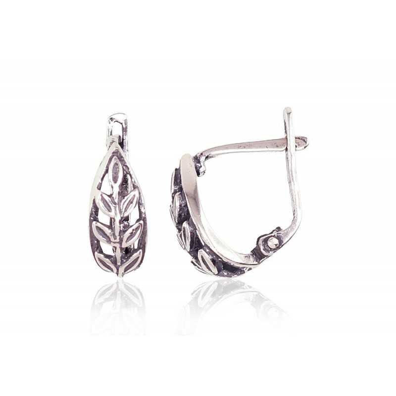 925°, Silver earrings with english lock, No stone, 2201646(POx-Bk)