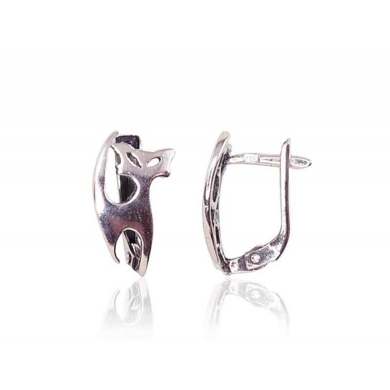 925°, Silver earrings with english lock, No stone, 2201651(POx-Bk)