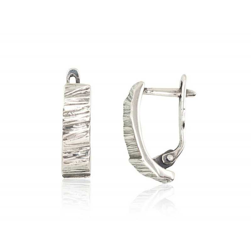 925°, Silver earrings with english lock, No stone, 2202092(POx-Bk)