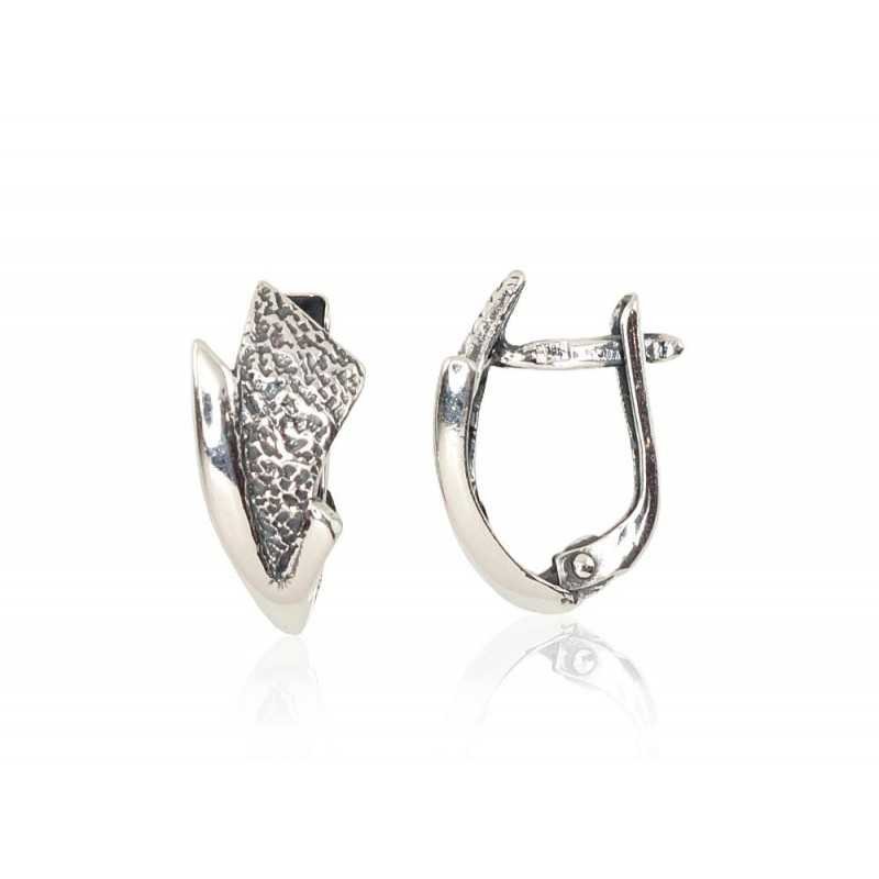 925°, Silver earrings with english lock, No stone, 2202106(POx-Bk)