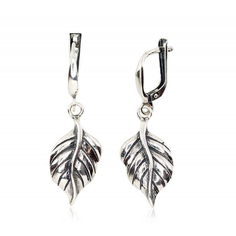 925°, Silver earrings with english lock, No stone, 2202116(POx-Bk)