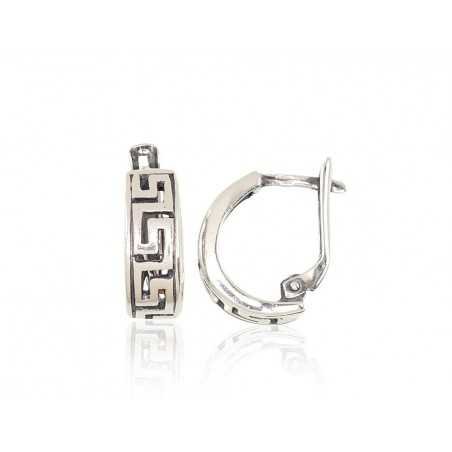 925°, Silver earrings with english lock, No stone, 2202326(POx-Bk)