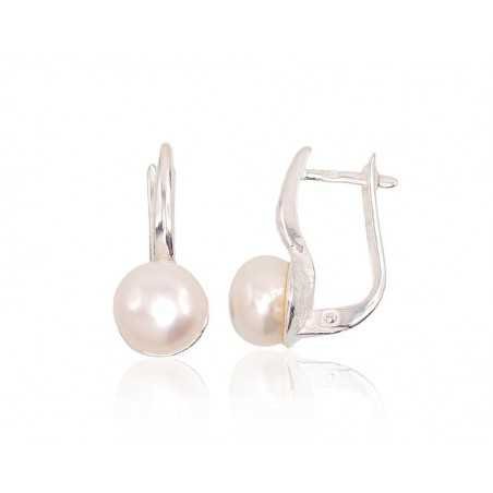 925°, Silver earrings with english lock, Fresh-water Pearl , 2202825_PE