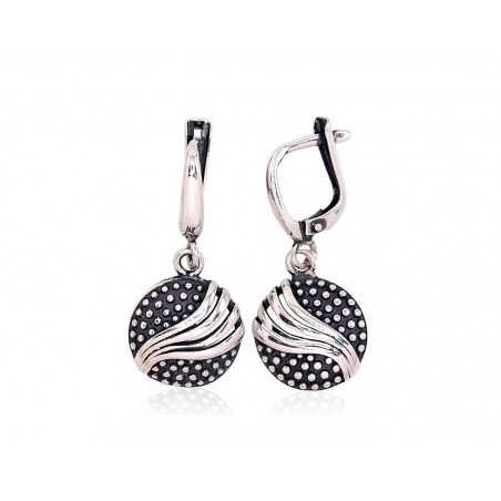 925°, Silver earrings with english lock, No stone, 2203193(POx-Bk)