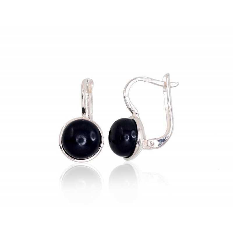 925°, Silver earrings with english lock, Fresh-water Pearl , 2203272_PE-BK