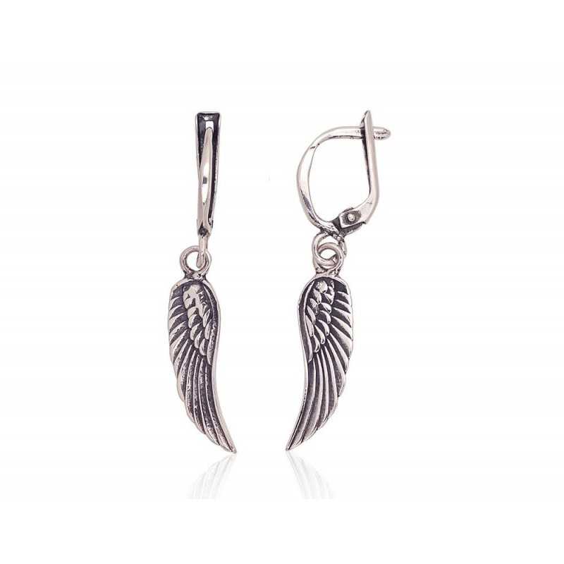 925°, Silver earrings with english lock, No stone, 2203653(POx-Bk)