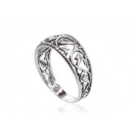 925° Genuine Sterling Silver ring, Stone: No stone, Type: Women, 2100669(POx-Bk)