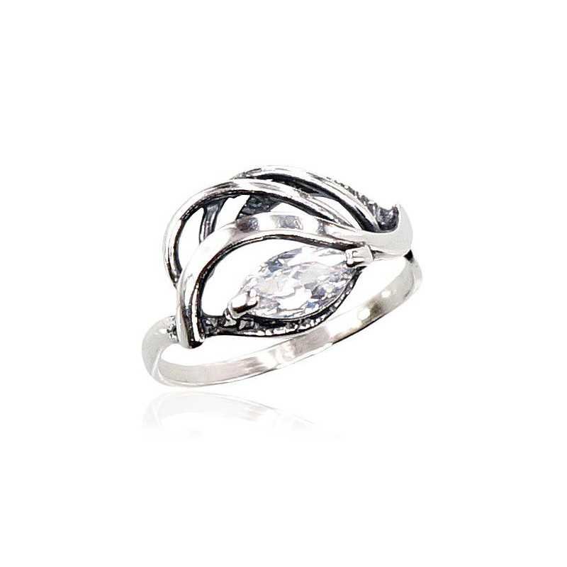 925° Genuine Sterling Silver ring, Stone: Zirkons , Type: Women, 2100677(POx-Bk)_CZ