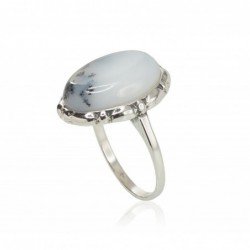 925° Genuine Sterling Silver ring, Stone: Dendritic Agate , Type: Women, 2100940(POx-Bk)_AGD