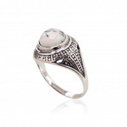 925° Genuine Sterling Silver ring, Stone: Dendritic Agate , Type: Women, 2100947(POx-Bk)_AGD