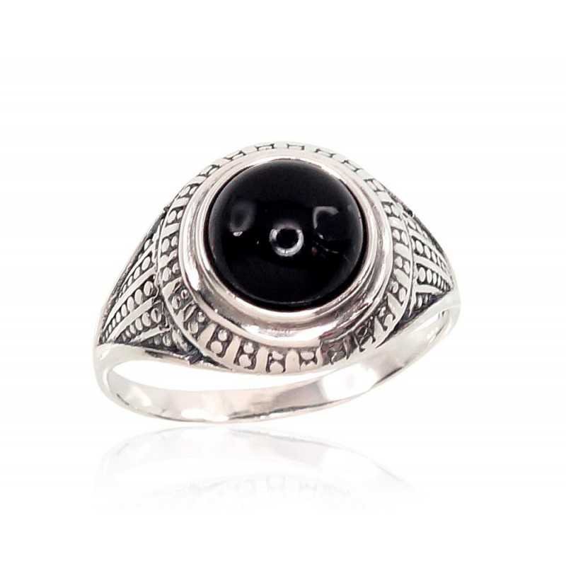 925° Genuine Sterling Silver ring, Stone: Onix , Type: Women, 2100947(POx-Bk)_ON-2